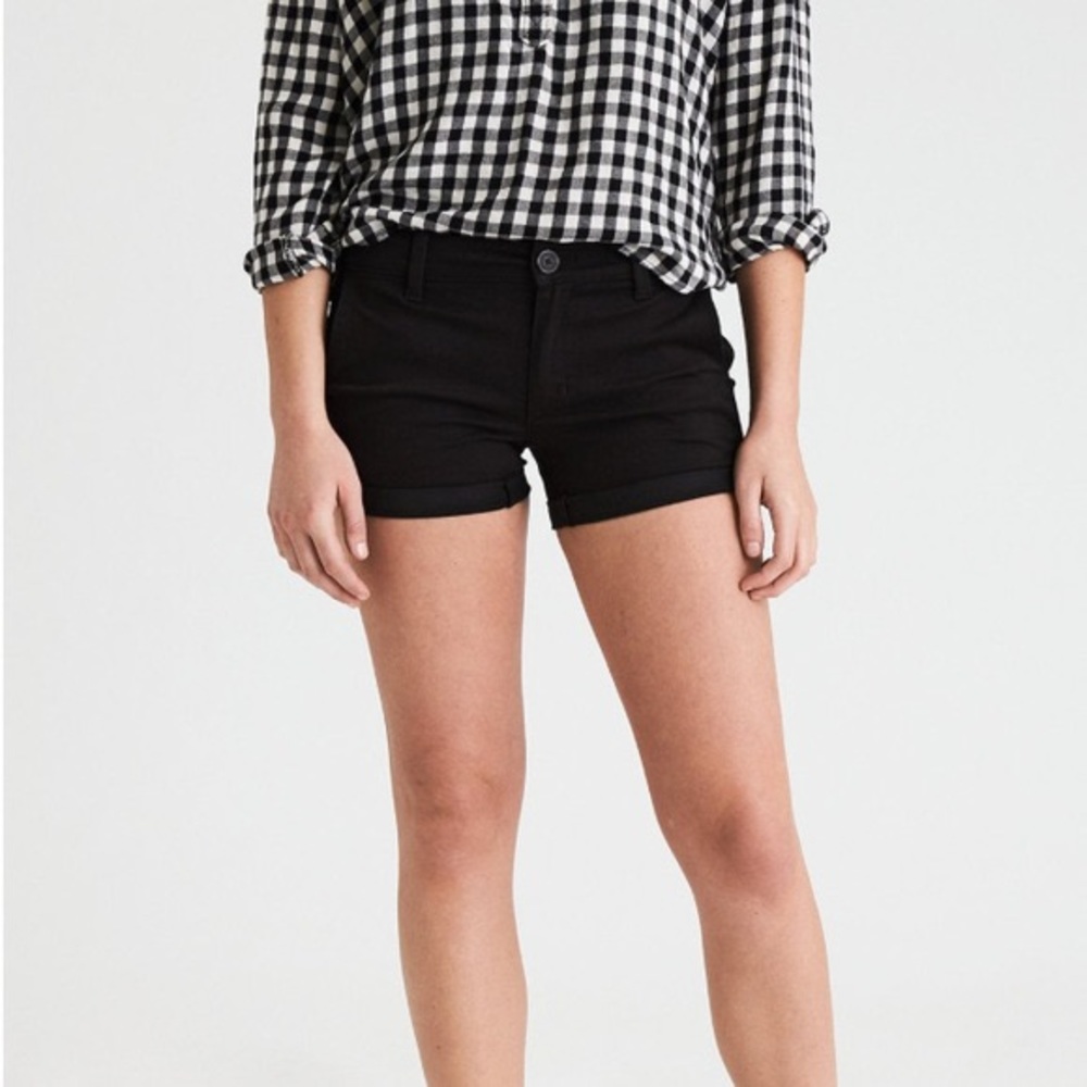american eagle midi shorts black